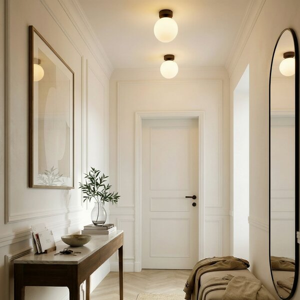 Plafoniera Lucande, Bidolo, dimmerabile, Nero, Bagno, Vetro