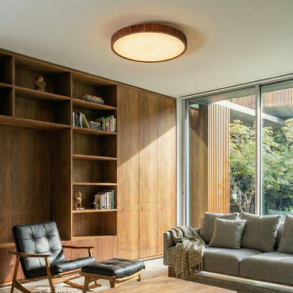 Plafoniera Lindby, Velua, dimmerabile, Legno, Soggiorno, Legno, Moderno