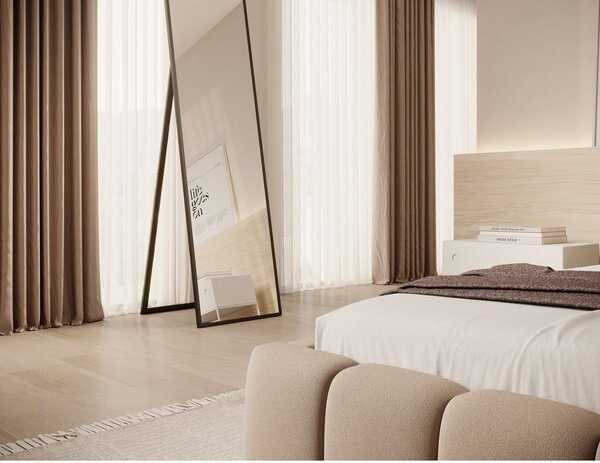 Letto singolo imbottito marrone chiaro con contenitore con rete inclusa 90x200 cm Lamica – ELTAP