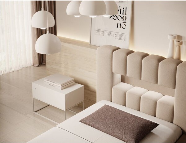 Letto singolo imbottito marrone chiaro con contenitore con rete inclusa 90x200 cm Lamica – ELTAP