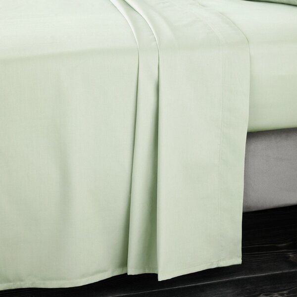 Lenzuolo con angoli verde chiaro in raso di cotone 180x260 cm Cotton Sateen – Bianca