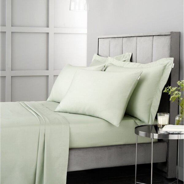 Lenzuolo con angoli verde chiaro in raso di cotone 180x260 cm Cotton Sateen – Bianca