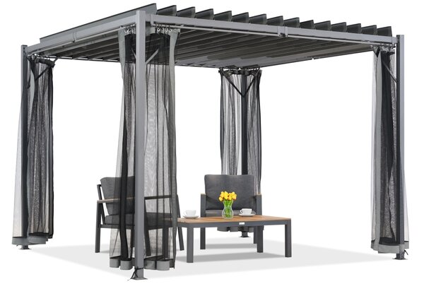 Pergola antracite Tasos 3x3m con zanzariera Garden Point