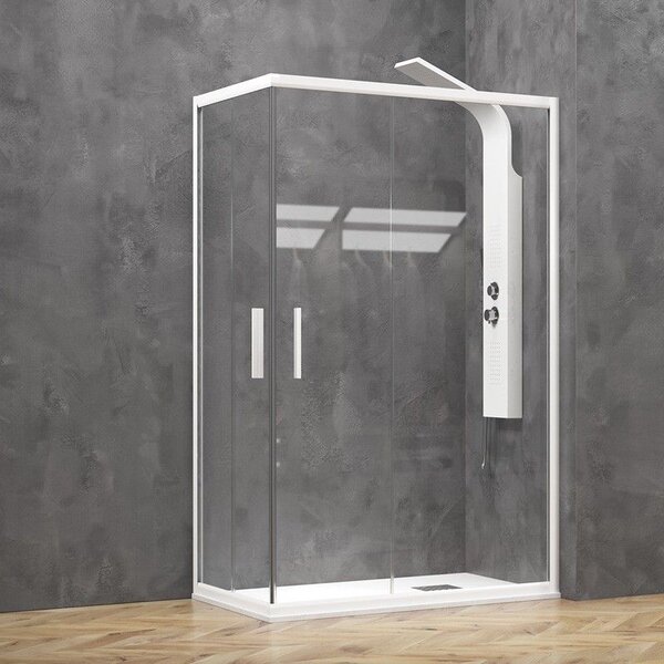 Box doccia bianco opaco 80x90 doppio scorrevole | KE-1000B - KAMALU