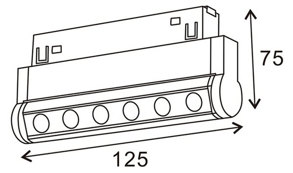 Modulo Faretti Led lineare da binario magnetico 16mm 6W nero orientabile 12cm Bianco neutro 4000K M LEDME