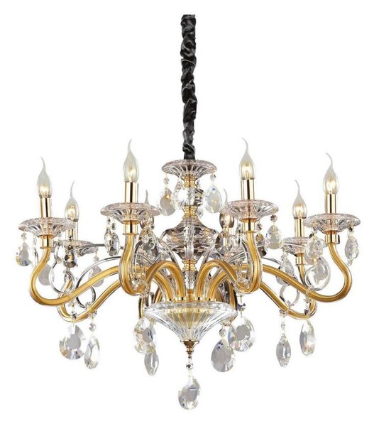 Ideal Lux - Lampadario a sospensione con catena NEGRESCO 8xE14/28W/230V diametro 73,5 cm oro