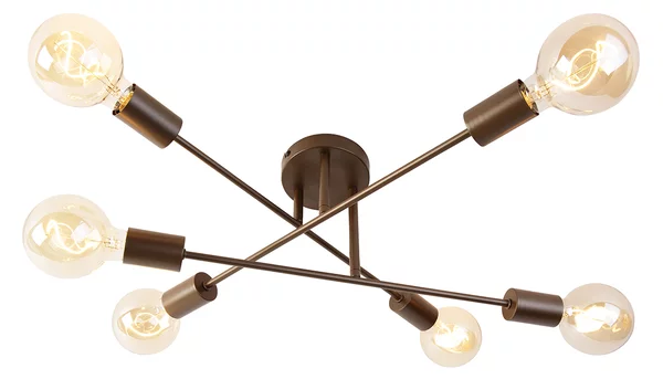 Plafoniera industriale bronzo scuro 6 luci - Sydney