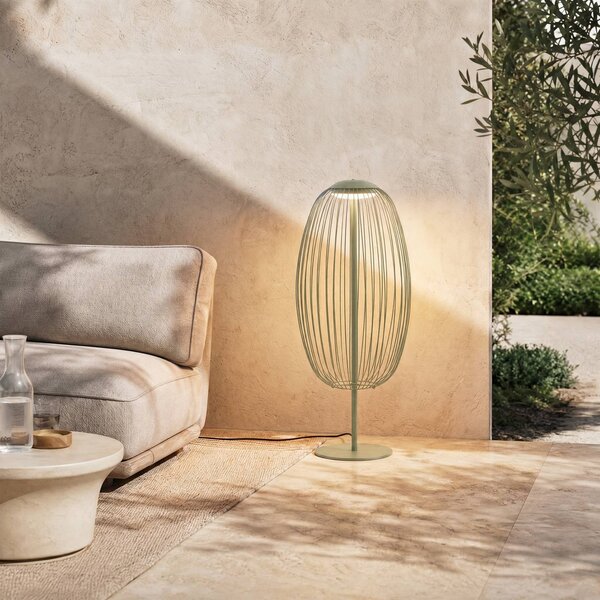 Lampada da terra esterno a LED Lucande Richi, verde, altezza 90 cm, IP44 Richi, Verde, Metallo, Moderno