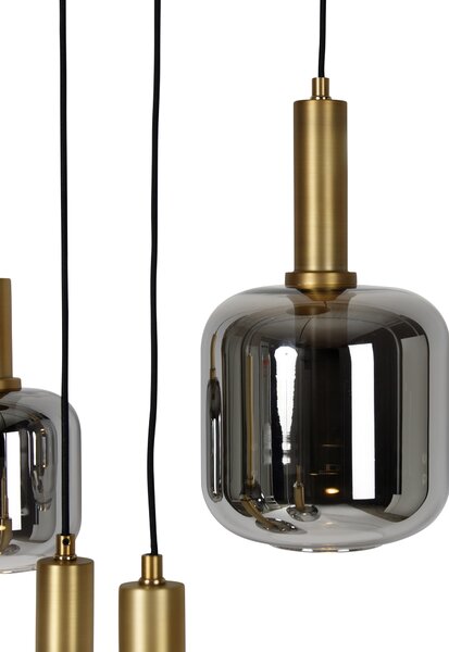 Lampada a sospensione nera con vetro oro e fumé incl. 5 PUCC - Zuzanna