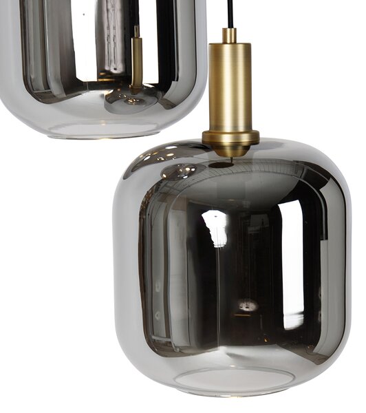 Lampada a sospensione nera con vetro oro e fumé incl. 3 PUCC - Zuzanna
