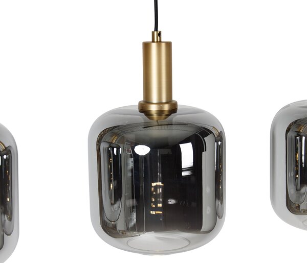 Lampada a sospensione nera con vetro oro e fumé incl. 4 PUCC - Zuzanna