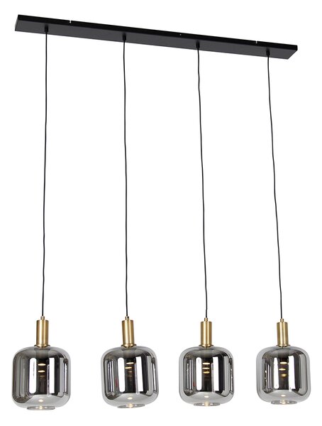 Lampada a sospensione nera con vetro oro e fumé incl. 4 PUCC - Zuzanna