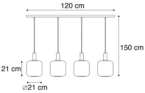 Lampada a sospensione nera con vetro oro e fumé incl. 4 PUCC - Zuzanna