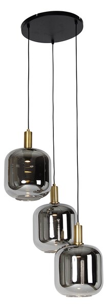 Lampada a sospensione nera con vetro oro e fumé incl. 3 PUCC - Zuzanna