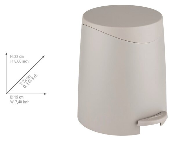 Cestino per la spazzatura grigio tortora in plastica con pedale 3 l Portes – Allstar