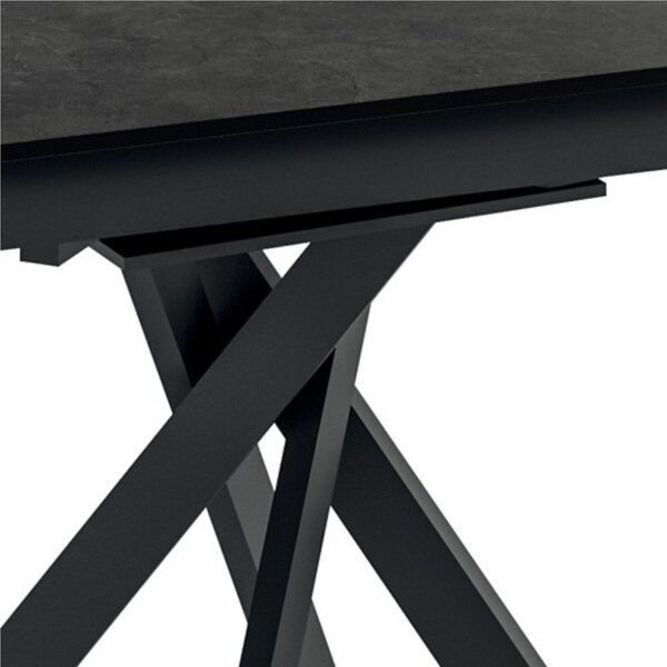 Tavolo Rotondo in Top in ceramica (sinthered stone) , Struttura in Metallo ROLL Diametro 120 x80 Max 120x h76 cm-Peso 60 kg Fino a 6 persone colore cemento grigio scuro