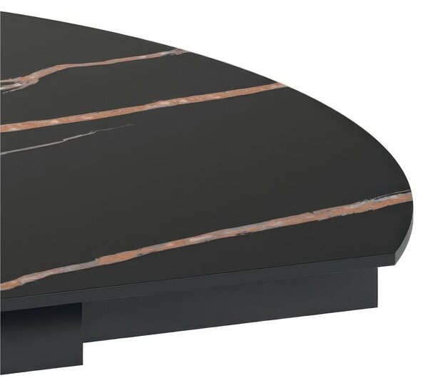 Tavolo Rotondo in Top in ceramica (sinthered stone) , Struttura in Metallo ROLL Diametro 120 x80 Max 120x h76 cm-Peso 60 kg Fino a 6 persone colore marmo portoro nero