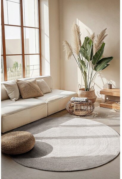 Tappeto rotondo bianco in iuta reversibile/tessuto a mano ø 140 cm Braided – Hanse Home