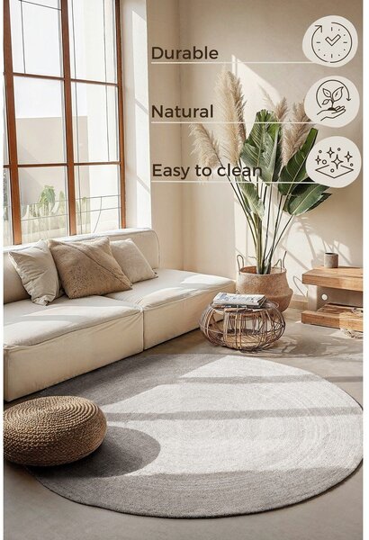 Tappeto rotondo bianco in iuta reversibile/tessuto a mano ø 140 cm Braided – Hanse Home