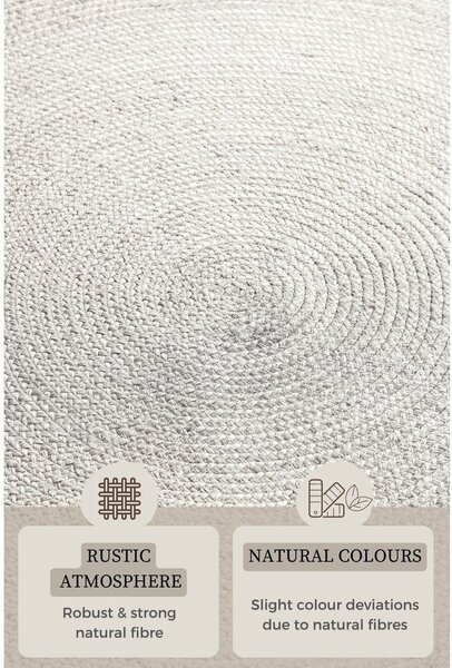 Tappeto rotondo bianco in iuta reversibile/tessuto a mano ø 140 cm Braided – Hanse Home