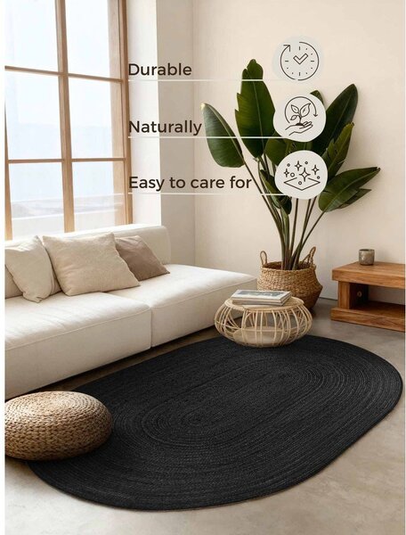 Tappeto nero in iuta reversibile/tessuto a mano 160x230 cm Braided – Hanse Home