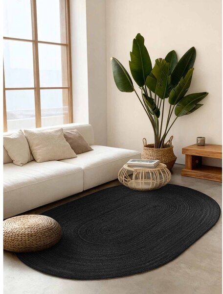 Tappeto nero in iuta reversibile/tessuto a mano 160x230 cm Braided – Hanse Home