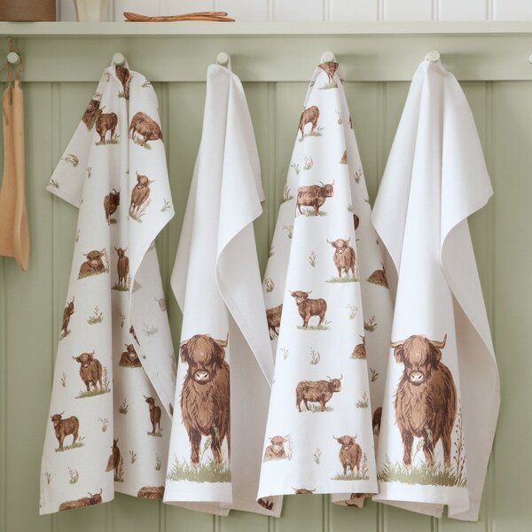 Set di strofinacci in cotone 4 pz 50x70 cm Angus Highland Cow – Catherine Lansfield