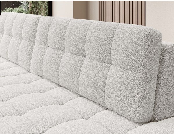 Divano angolare color crema allungabile (con penisola a sinistra/con chaise lounge) con rivestimento in bouclé Blezalt – ELTAP