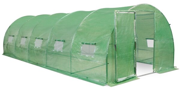 Serra a tunnel con struttura di metallo 3x8m Garden Point verde con porte