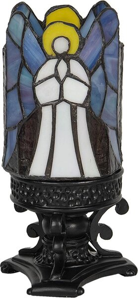 Clayre & Eef Lampada da tavolo Tiffany Angel Ø 13x25 cm Vetro grigio