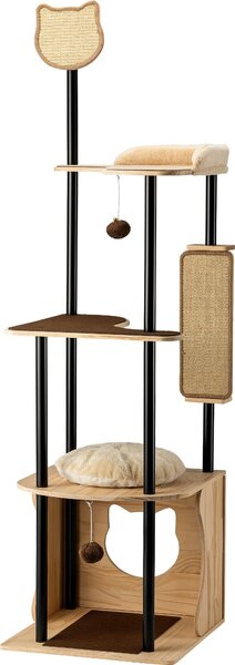 Tiragraffi Fudajo in metallo 48 x 48 x 168 cm con sisal, tiragraffi con tavola, tiragraffi con ampia superficie di appoggio e design moderno
