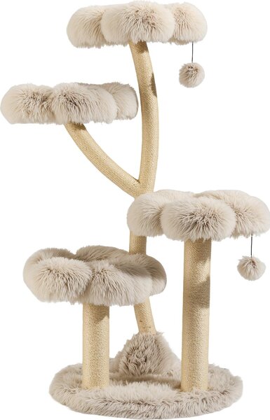 Fudajo Albero tiragraffi di design 59 x 59 x 123 cm, tiragraffi per gatti con peluche e sisal, albero per arrampicarsi per gatti, albero per gatti con palline da gioco