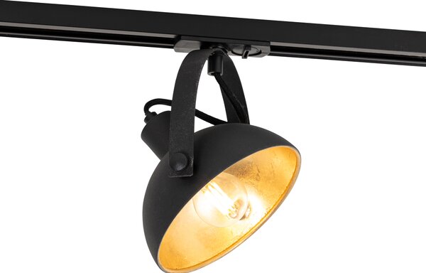 Faretto da binario monofase industriale nero con interno dorato - Iconic Magnax