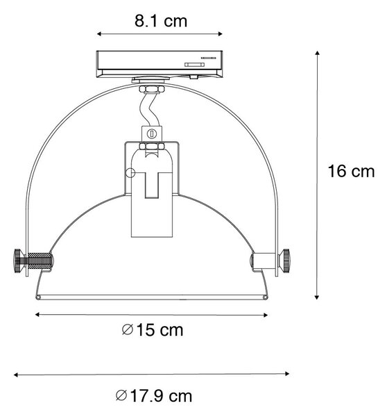 Faretto da binario monofase industriale nero con interno dorato - Iconic Magnax