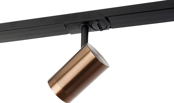 Sistema a binario moderno monofase con 4 faretti bronzo scuro - Jeana
