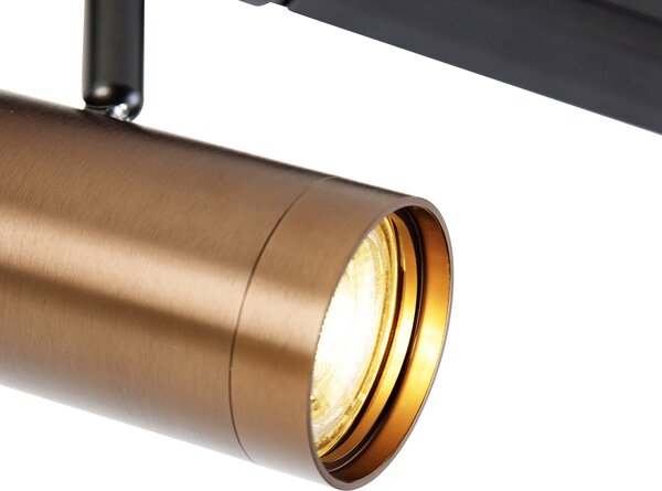 Sistema a binario moderno monofase con 4 faretti bronzo scuro - Jeana