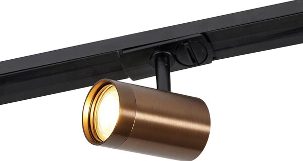 Sistema a binario moderno monofase con 5 faretti bronzo scuro - Jeana