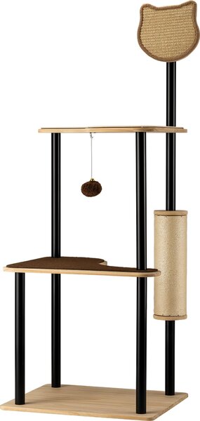 Tiragraffi Fudajo in metallo 48 x 40 x 120 cm con sisal, tiragraffi con tavola, tiragraffi con ampia superficie di appoggio e design moderno