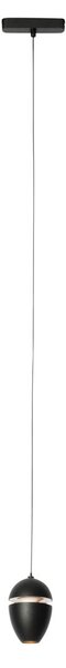 Lampada a sospensione nera moderna per sistema a binario monofase con LED - Magnetic Eggy