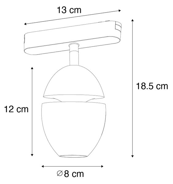 Faretto moderno nero per sistema binario monofase con LED incluso - Magnetic Eggy