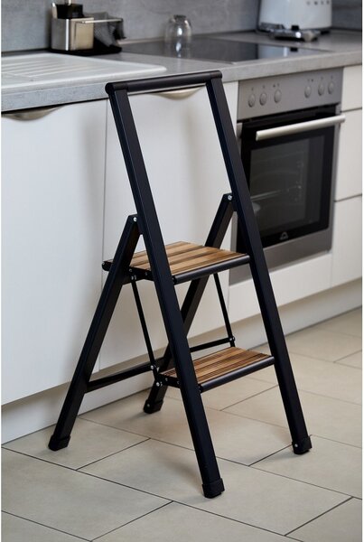 Scala pieghevole antiscivolo in alluminio nero Stepladder II. - Wenko