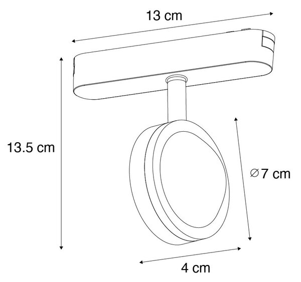 Faretto moderno nero per sistema binario monofase incluso LED girevole e orientabile - Magnetic Lance