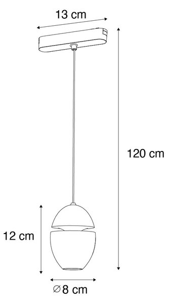 Lampada a sospensione nera moderna per sistema a binario monofase con LED - Magnetic Eggy