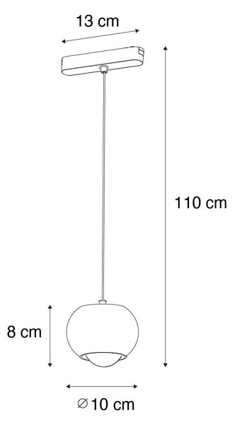 Lampada a sospensione moderna nera per sistema binario monofase con LED incluso - Magnetic Lance