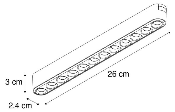 Faretto moderno nero per sistema binario monofase 12W 3000K - Magnetic Puntua