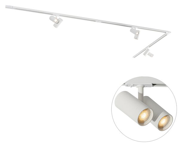 Sistema a binario moderno con 3 faretti bianchi monofase - Iconic Scopio
