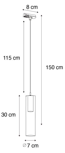 Lampada a sospensione moderna canna di fucile per sistema a binario monofase - Iconic Lloyd