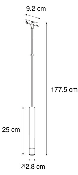 Lampada a sospensione moderna nera per sistema binario monofase - Slimline Keno