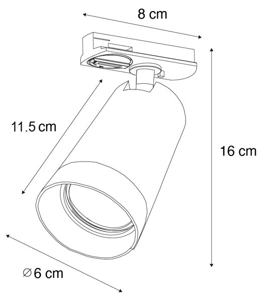 Faretto moderno con anello fumé per sistema a binario monofase GU10 50 mm - Iconic Jeana