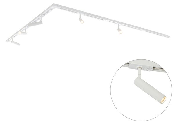 Sistema di illuminazione a binario moderno con 5 faretti bianchi monofase - Iconic Ivy